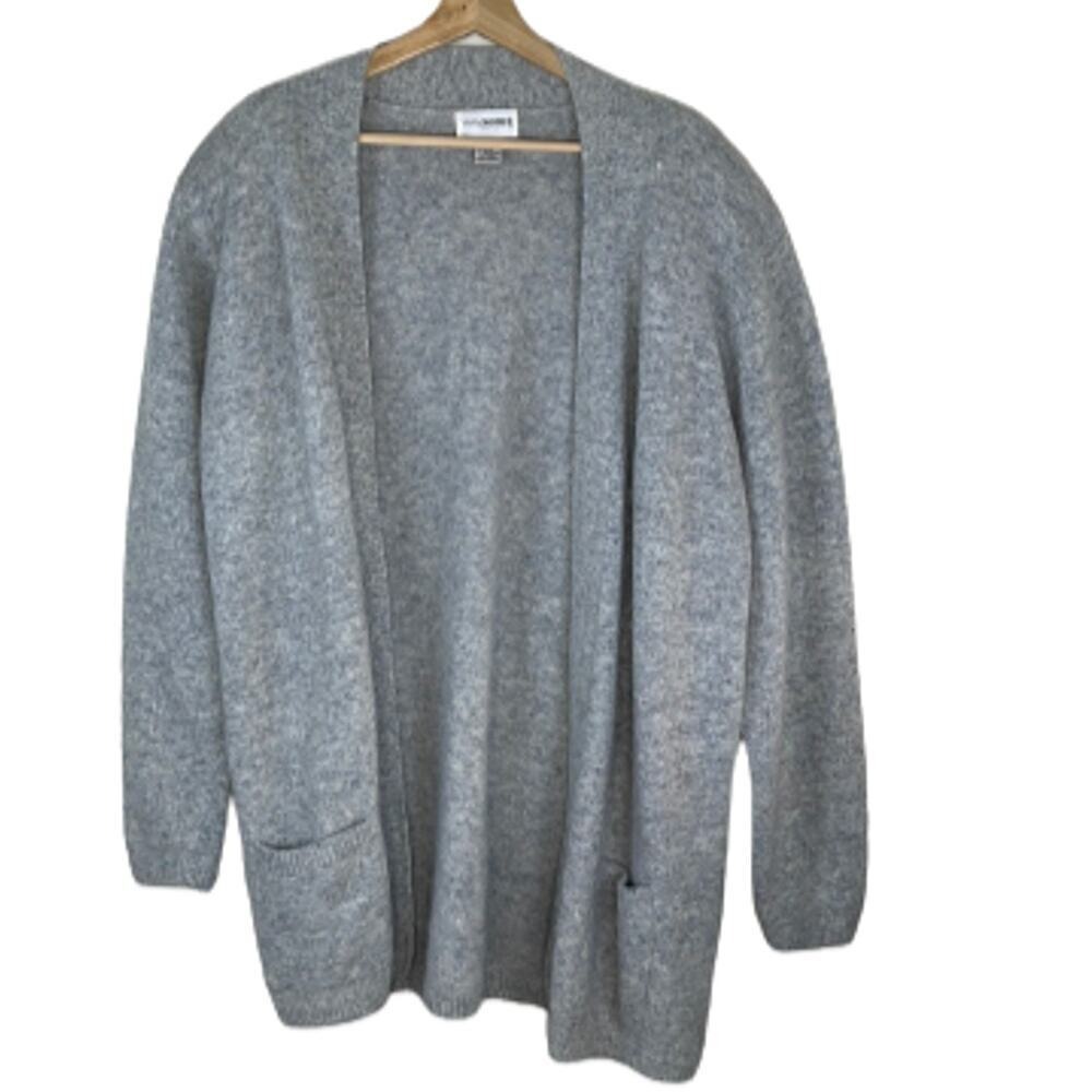 YARN WORKS GRAY LAMBSWOOL ANGORA RABBIT HAIR CARDIGAN‎ SIZE M